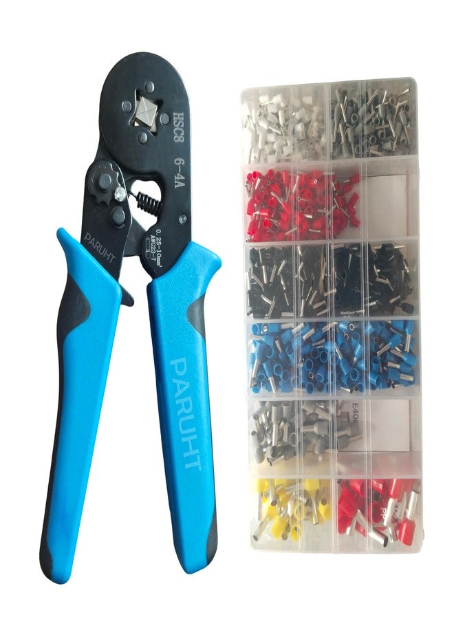 PARUHT Ferrule Crimping Tool Kit, Crimper Plier with 1200-Pcs Wire End Ferrules Adjustable Rachet Tool Kit for AWG 23-7 Electrical Wire Connectors, 0.25-10mm² Black FTC-2510 - Image 1
